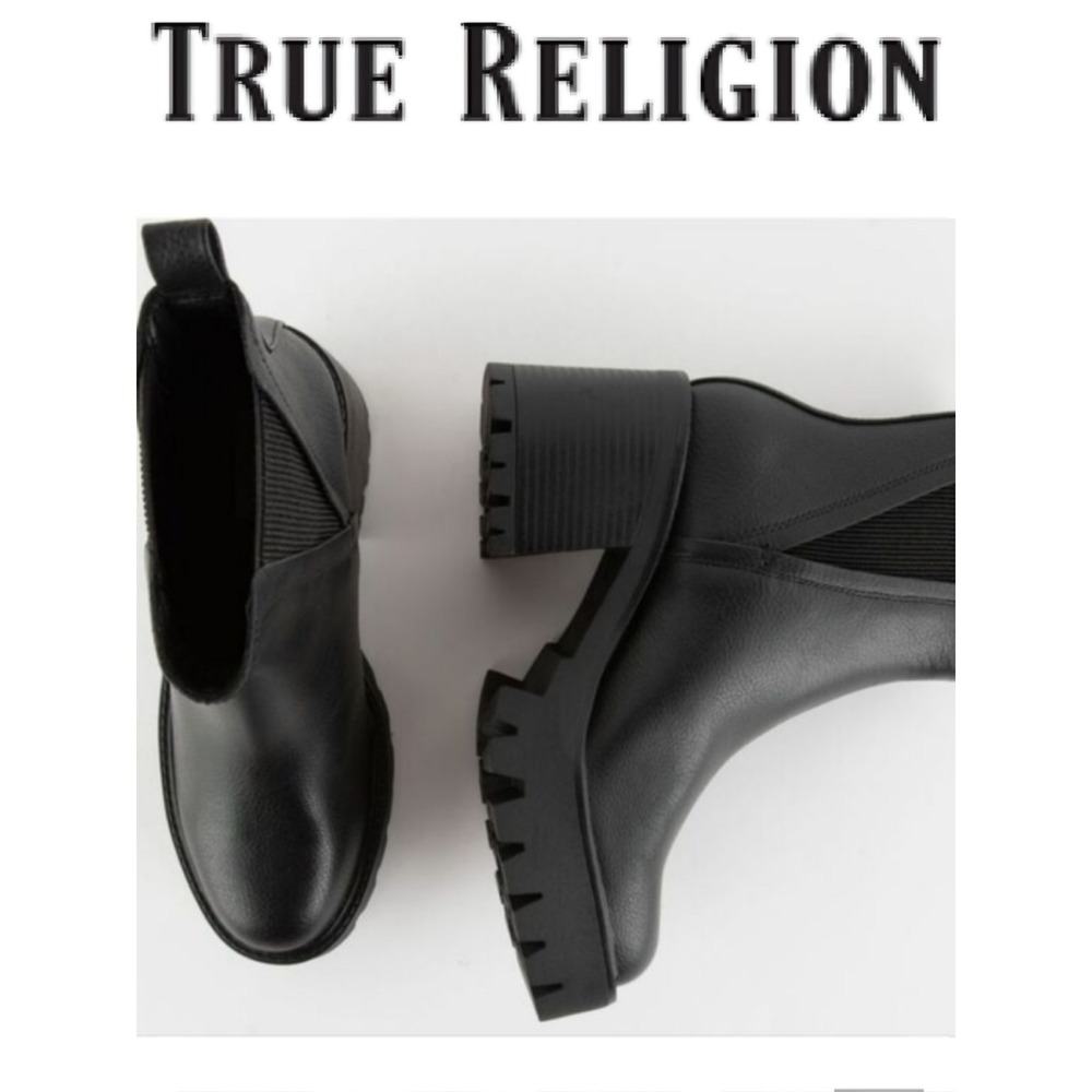 True Religion Slip-On Logo Ankle Lug Boots